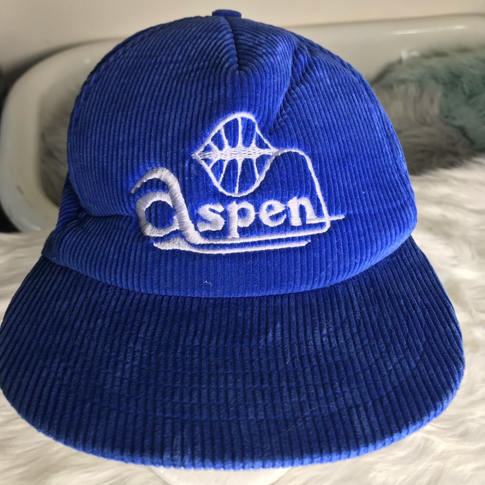 Vintage blue corduroy Aspen ski hat